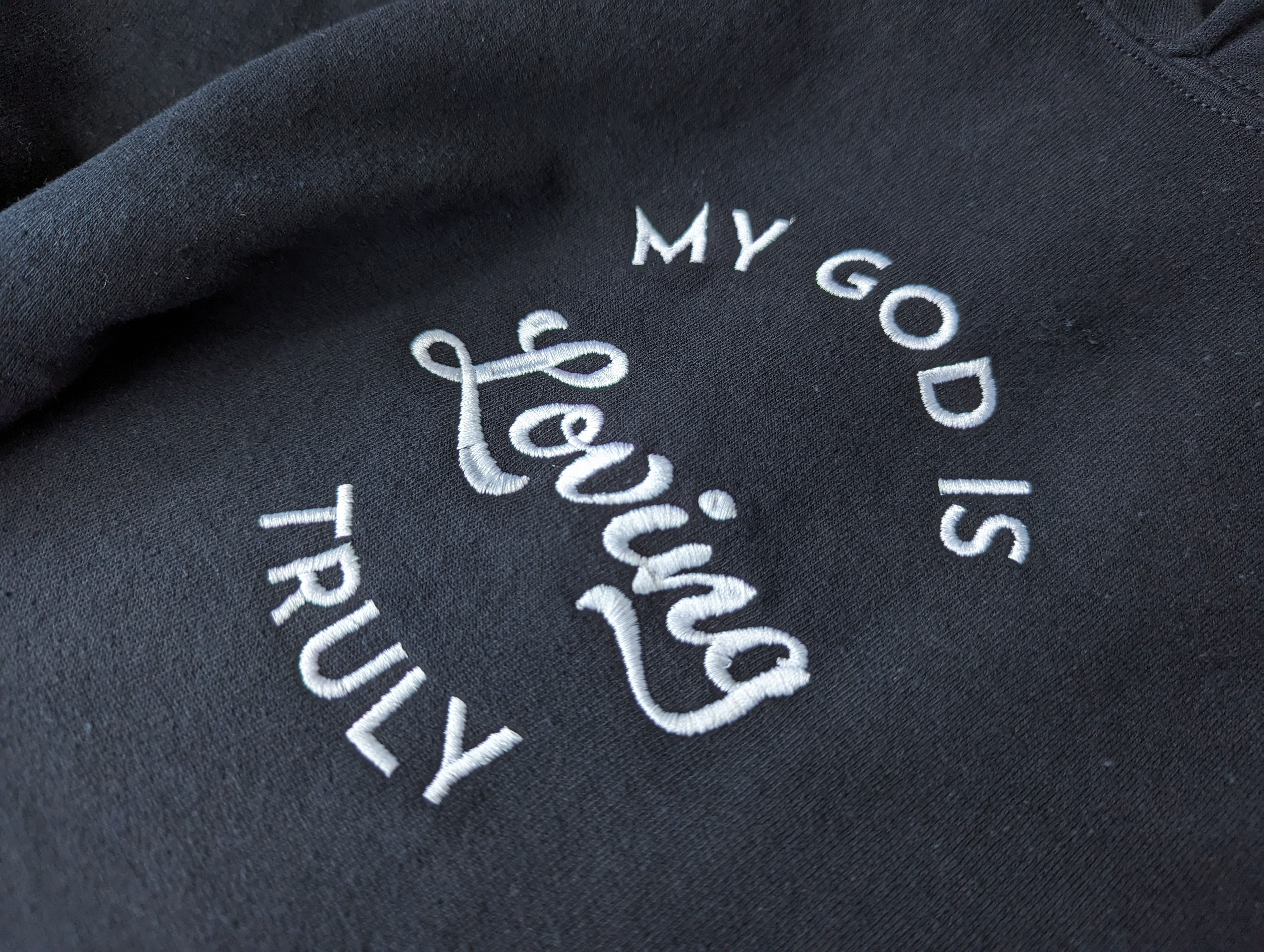 Embroidered hoodie.